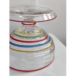 7 farverige glas dessertsk�le, 1930-1950