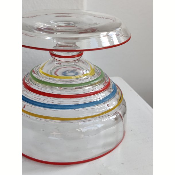 7 farverige glas dessertsk�le, 1930-1950