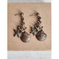 Vintage �reringe med anker, s�stjerne og musling