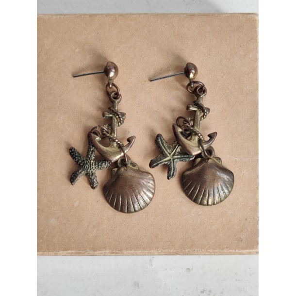 Vintage �reringe med anker, s�stjerne og musling