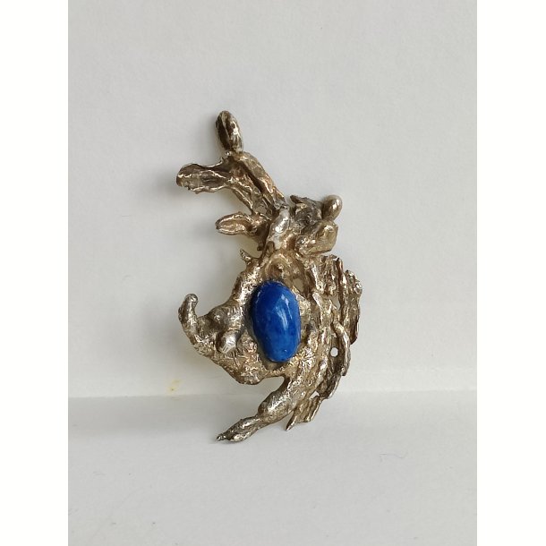 Vintage vedh�ng i tin med lapis lazuli, 1970erne