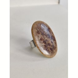 Vintage keramikring med brun glasering