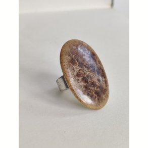 Vintage keramikring med brun glasering