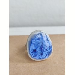 Vintage keramikring, bl� glasering, 1970'erne