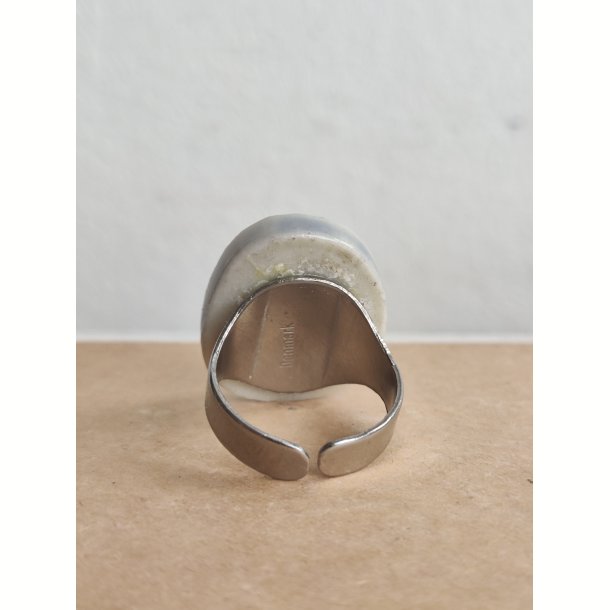 Vintage keramikring, bl� glasering, 1970'erne