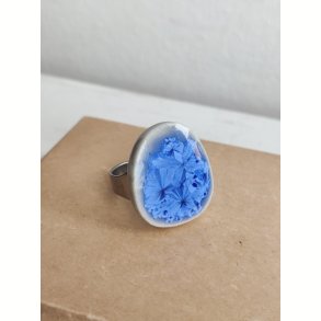 Vintage keramikring, bl� glasering, 1970'erne