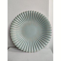 Stort rillet fad, turkis 28 cm