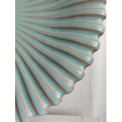 Stort rillet fad, turkis 28 cm