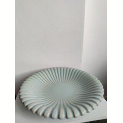Stort rillet fad, turkis 28 cm
