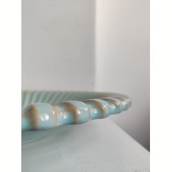 Stort rillet fad, turkis 28 cm