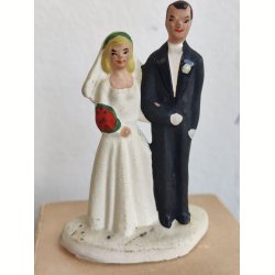 Vintage figur af brudepar til bryllupskage