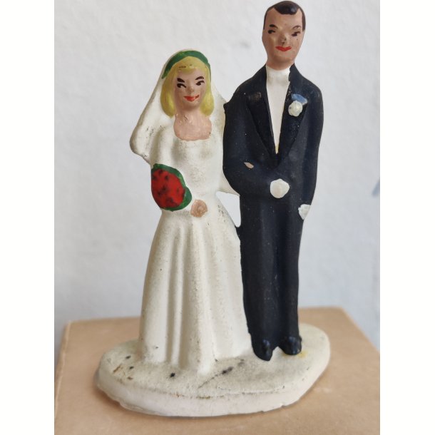 Vintage figur af brudepar til bryllupskage