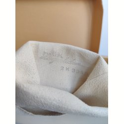 Lange hvide vintage skindhandsker med perleknapper