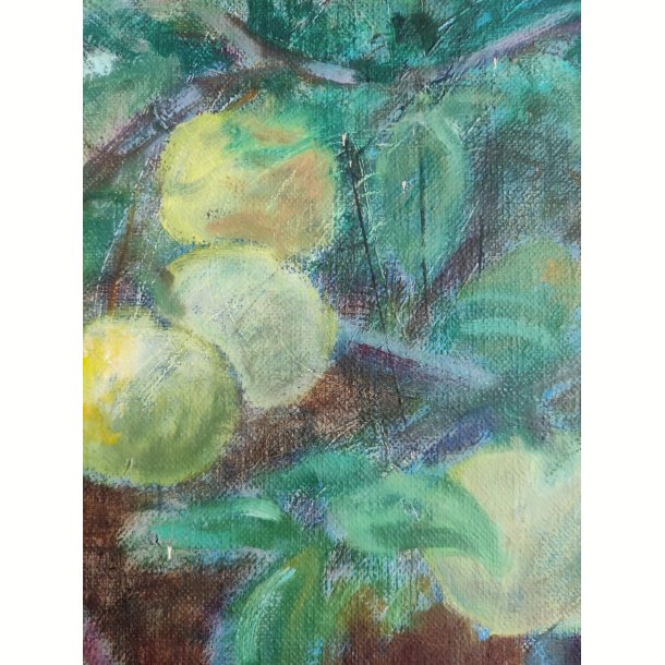 �bler p� grene. Originalt maleri, Ch. v. Ch.