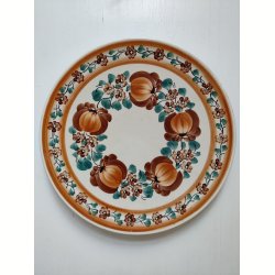 K�mpe h�ndmalet fajancefad, orange farver