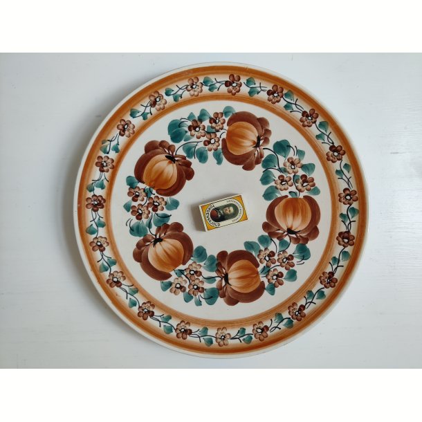 K�mpe h�ndmalet fajancefad, orange farver