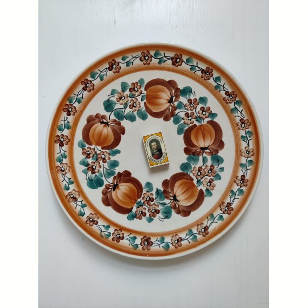 K�mpe h�ndmalet fajancefad, orange farver
