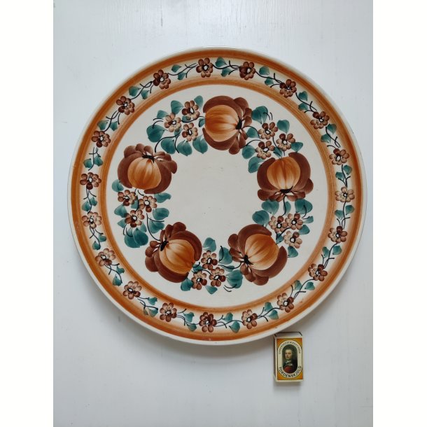 K�mpe h�ndmalet fajancefad, orange farver