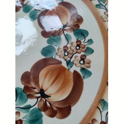 K�mpe h�ndmalet fajancefad, orange farver
