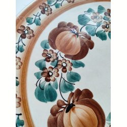 K�mpe h�ndmalet fajancefad, orange farver