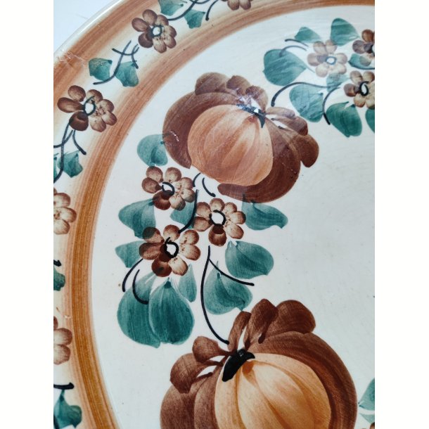 K�mpe h�ndmalet fajancefad, orange farver
