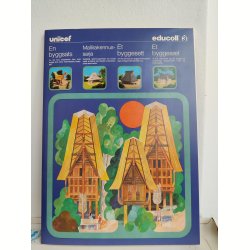 Vintage samles�t fra UNICEF 1977, byg selv sm� huse
