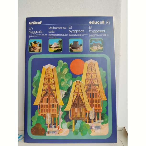 Vintage samles�t fra UNICEF 1977, byg selv sm� huse
