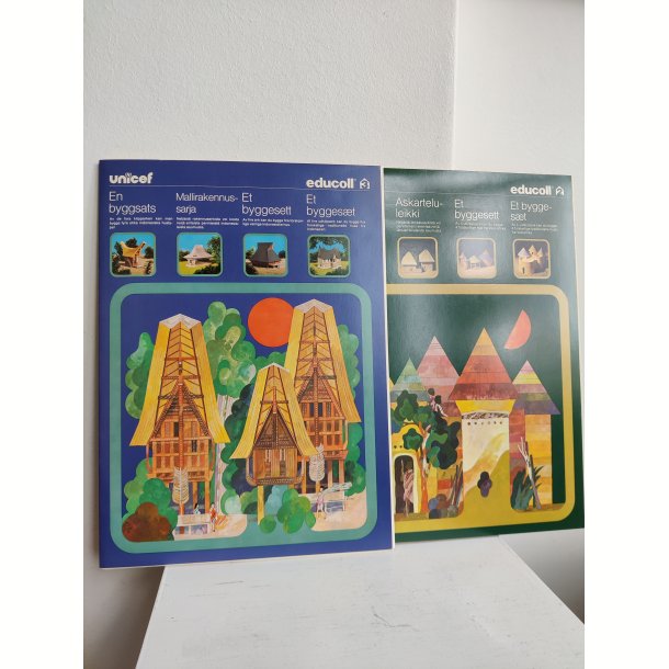 Vintage samles�t fra UNICEF 1977, byg selv sm� huse