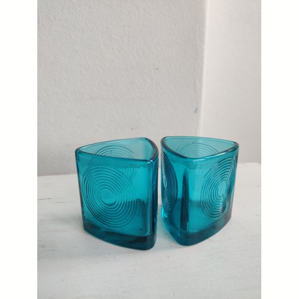 2 Holmegaard Skjold glasbeholdere, turkis