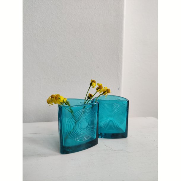 2 Holmegaard Skjold glasbeholdere, turkis