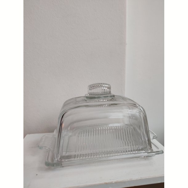 Vintage osteklokke eller sm�rklokke i presset glas