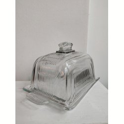 Vintage osteklokke eller sm�rklokke i presset glas