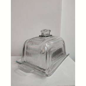 Vintage osteklokke eller sm�rklokke i presset glas