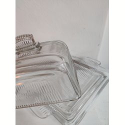 Vintage osteklokke eller sm�rklokke i presset glas