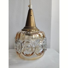 Vintage glaspendel med m�nster og messingtop, 1960-1970
