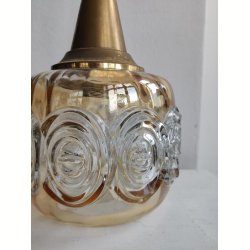 Vintage glaspendel med m�nster og messingtop, 1960-1970