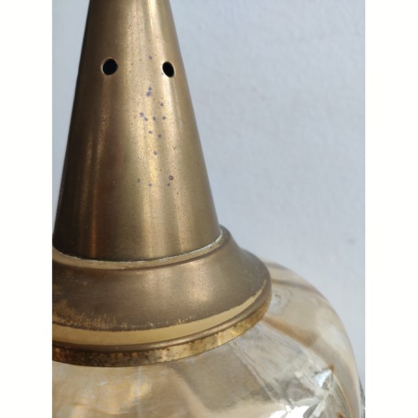 Vintage glaspendel med m�nster og messingtop, 1960-1970