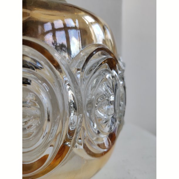 Vintage glaspendel med m�nster og messingtop, 1960-1970