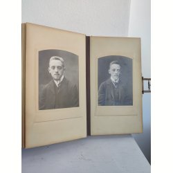 Stort antikt l�derindbundet fotoalbum