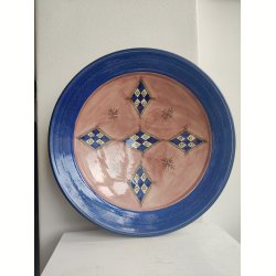 Stort h�ndmalet keramikfad, �34 cm