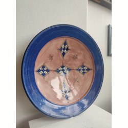 Stort h�ndmalet keramikfad, �34 cm