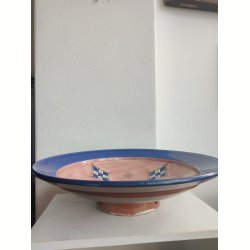 Stort h�ndmalet keramikfad, �34 cm