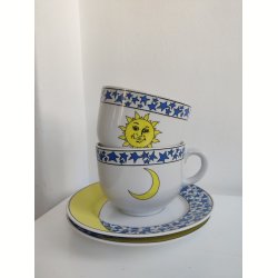 K�mpe kaffekopper fra 1990'erne med sol og m�ne
