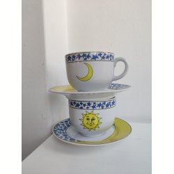 K�mpe kaffekopper fra 1990'erne med sol og m�ne