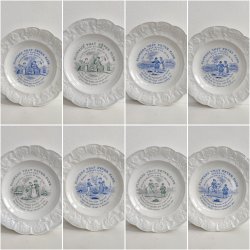 "Generosity". Antik engelsk b�rnetallerken, Flowers that never fade, ca. 1840. Bl�.